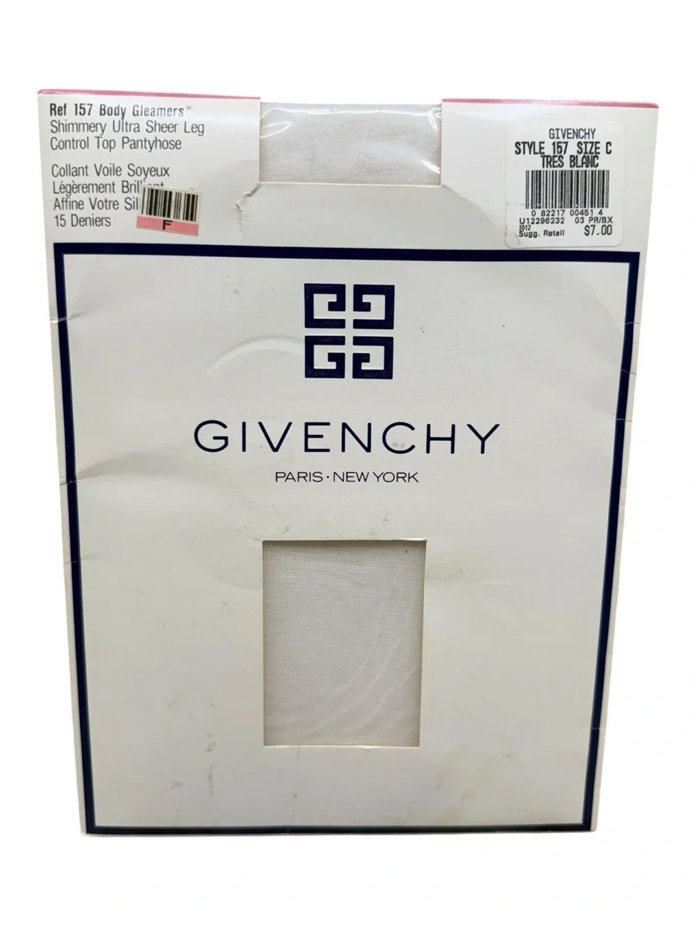 GIVENCHY Body Gleamers Shimmery Sheer Control Top Pantyhose Tres Blanc 157 Sz C